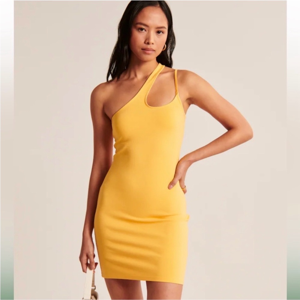 NWT Abercombie&Fitch dress Asymmetrical One Shoulder Mini Dress Yellow Size XSP